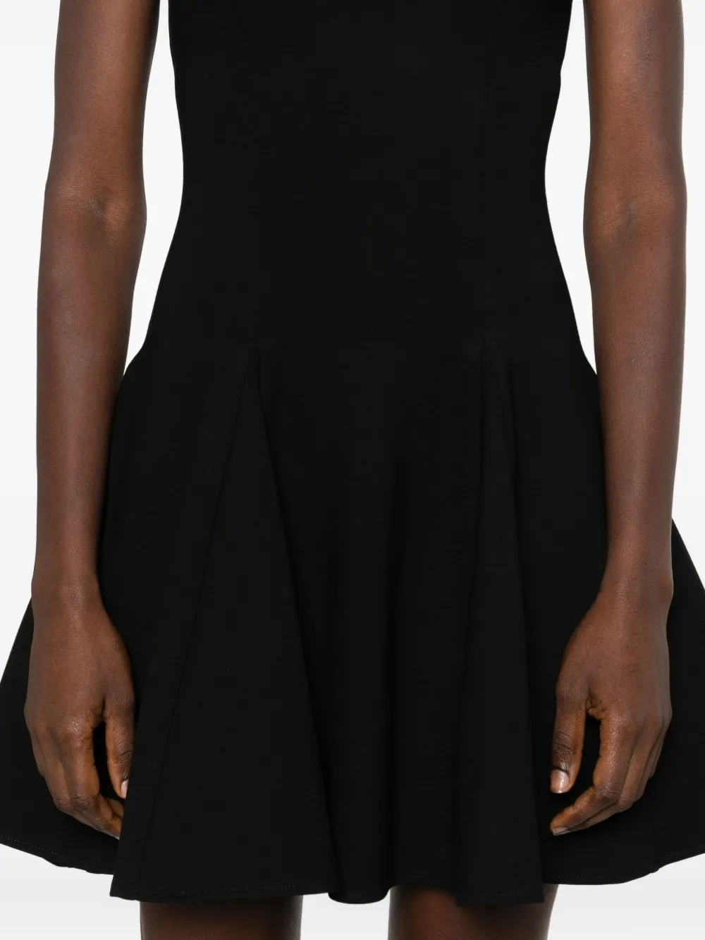 Hamza Sleeveless Skater Mini Day Dress In Black