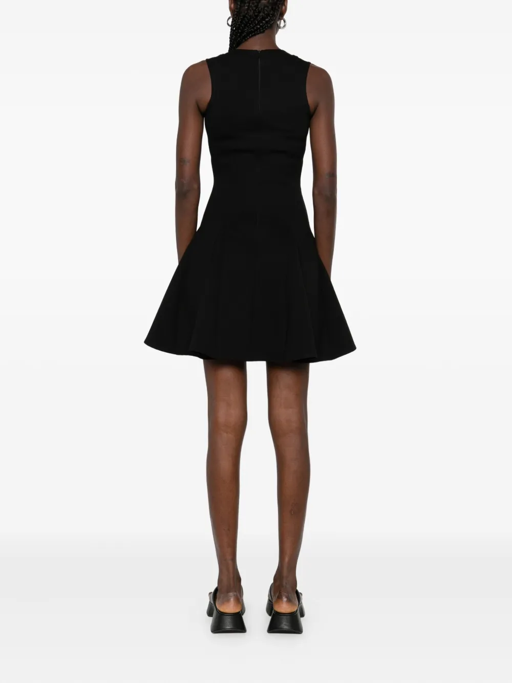 Hamza Sleeveless Skater Mini Day Dress In Black