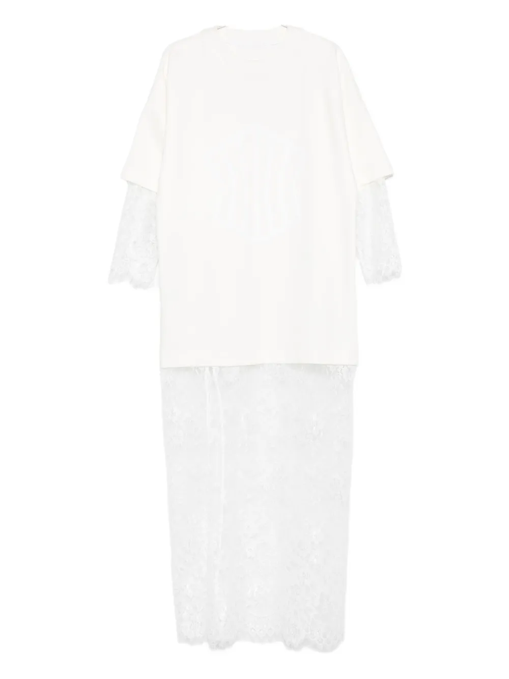 Hamza Lace-insert T-shirt Maxi Dress In White