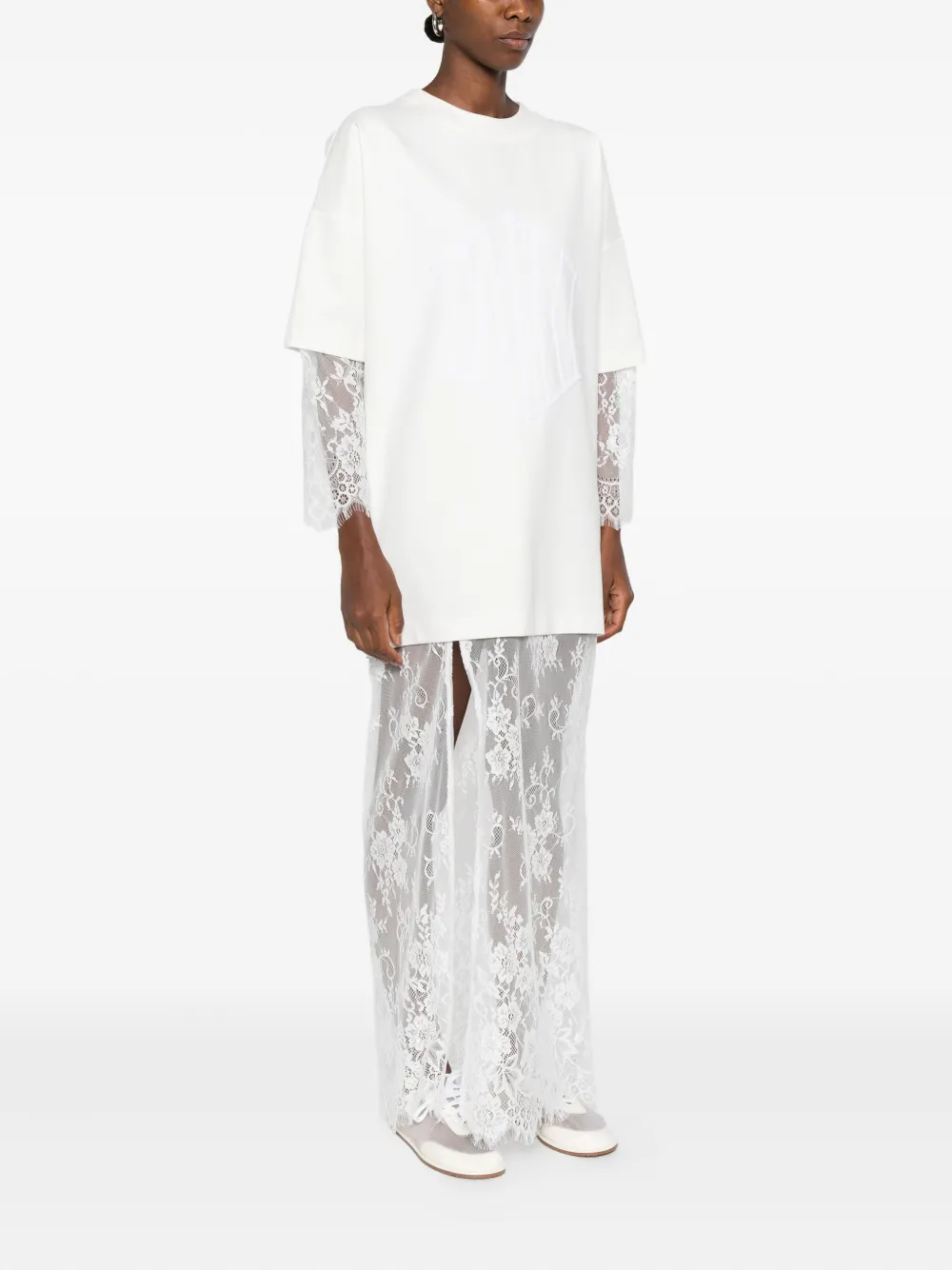 Hamza Lace-insert T-shirt Maxi Dress In White