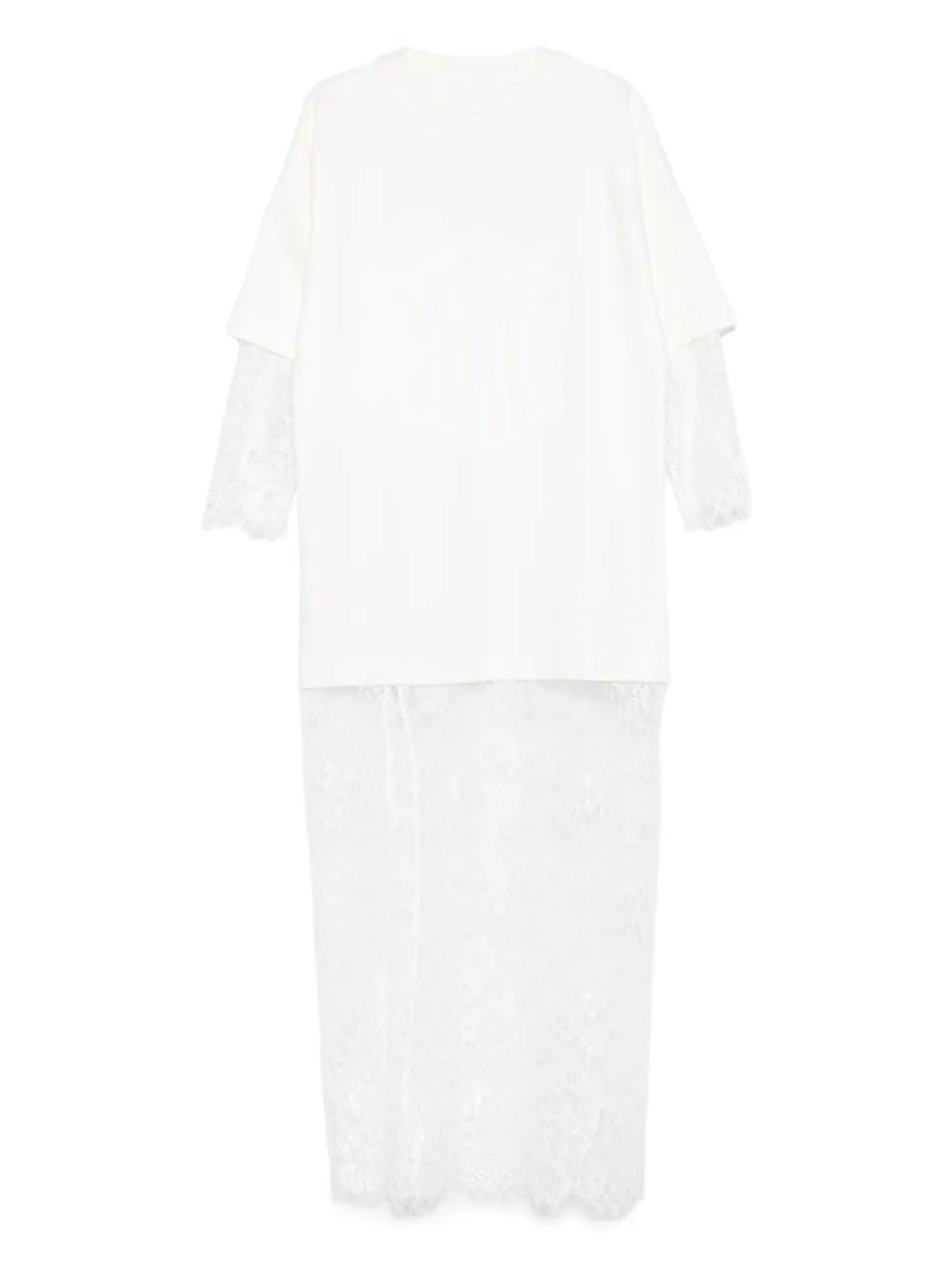 HAMZA lace-insert T-shirt maxi dress | White | Image 1