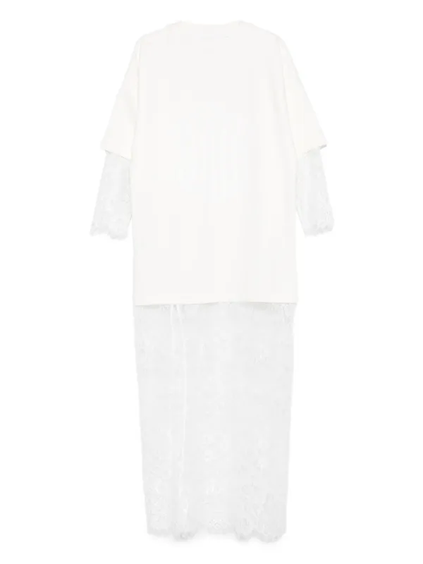 HAMZA lace-insert T-shirt Maxi Dress | White | FARFETCH HAMZA lace-insert T-shirt Maxi Dress | White | FARFETCH