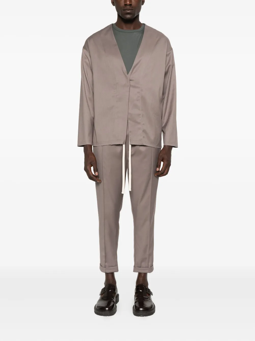 HAMZA cuffed-hem trousers - Beige