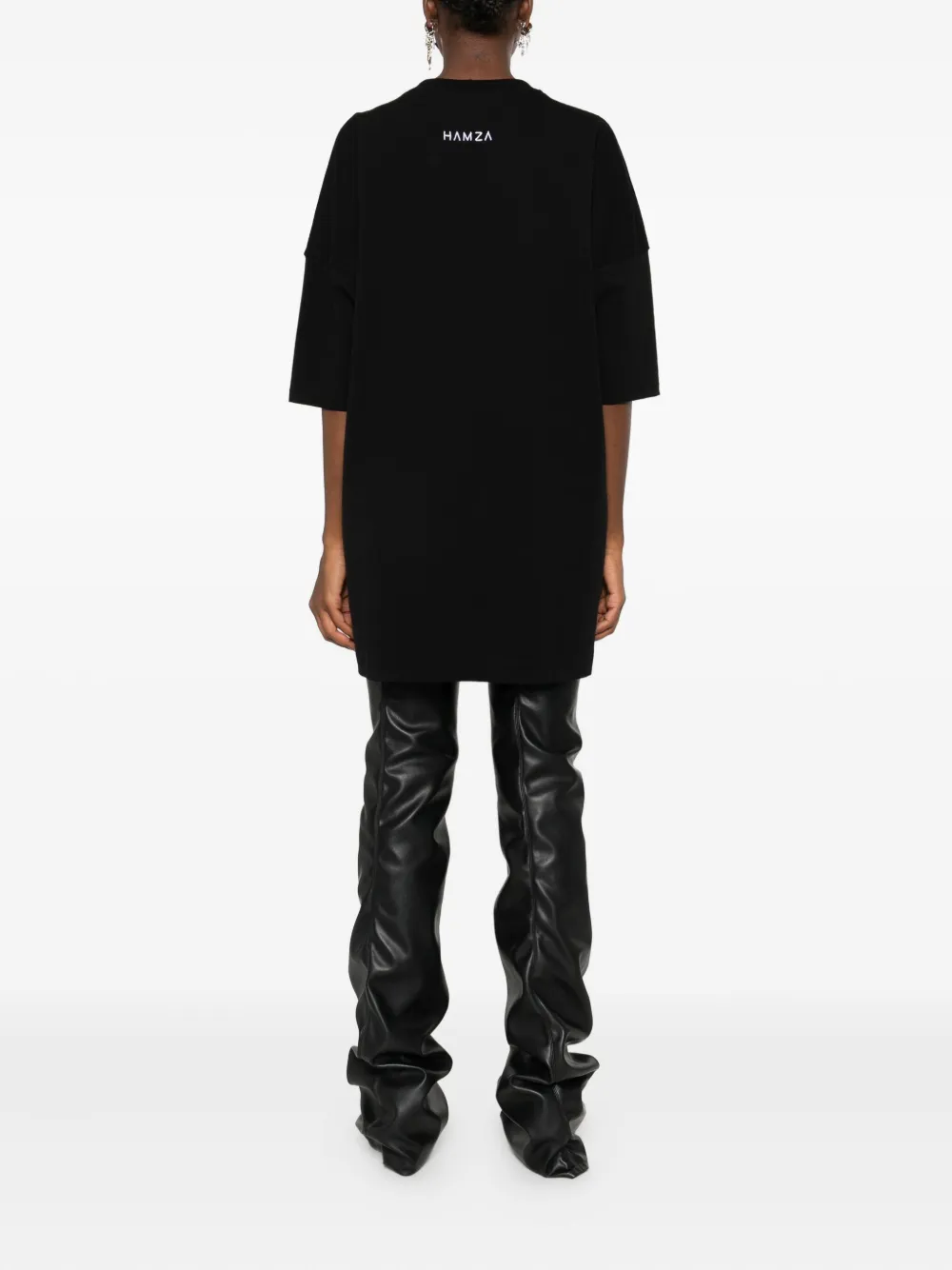 HAMZA corset-print T-shirt Zwart