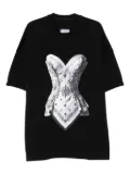 HAMZA corset-print T-shirt - Black