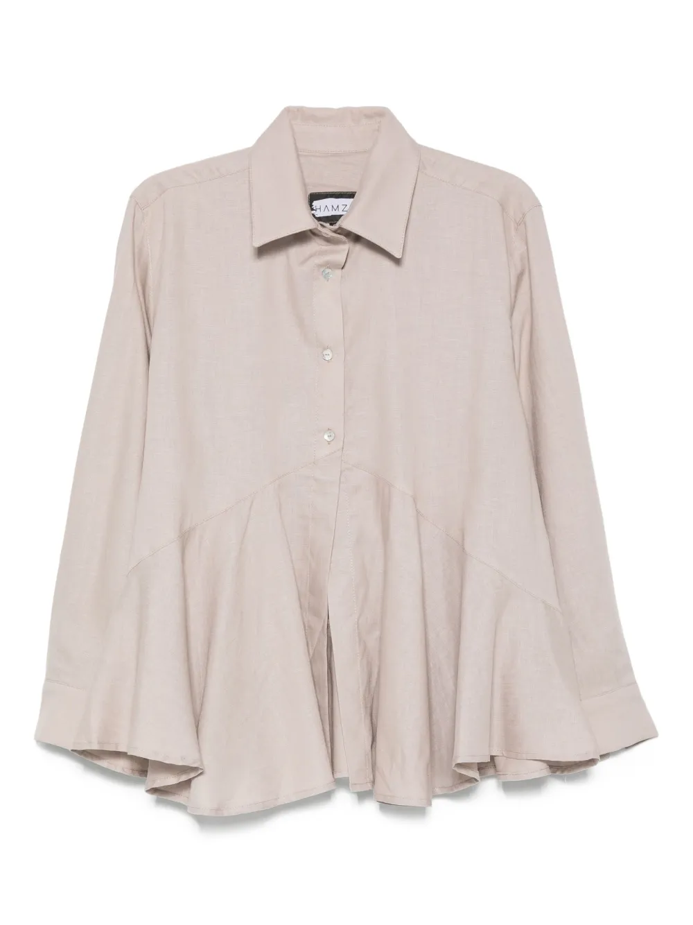 HAMZA Bali ruffled collared shirt | Neutrals | Image 1