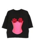 HAMZA rose-embellished T-shirt - Black