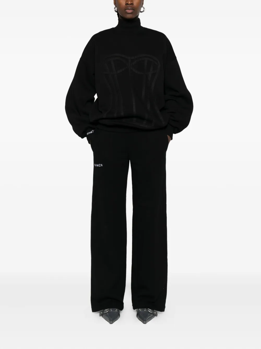 HAMZA Kora corset-detail turtleneck sweatshirt | Sweaters | Image 2