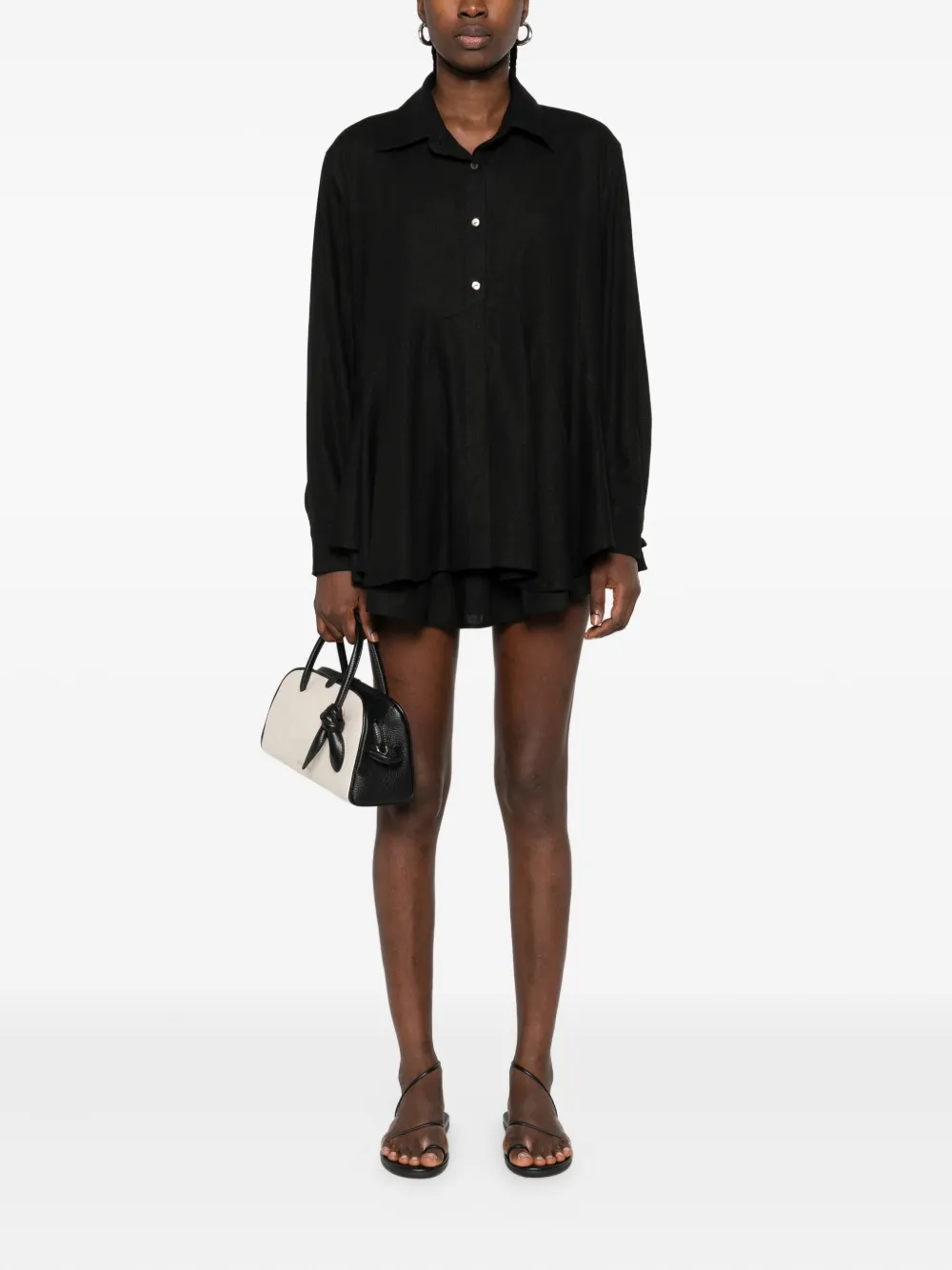 HAMZA flared blouse - Zwart
