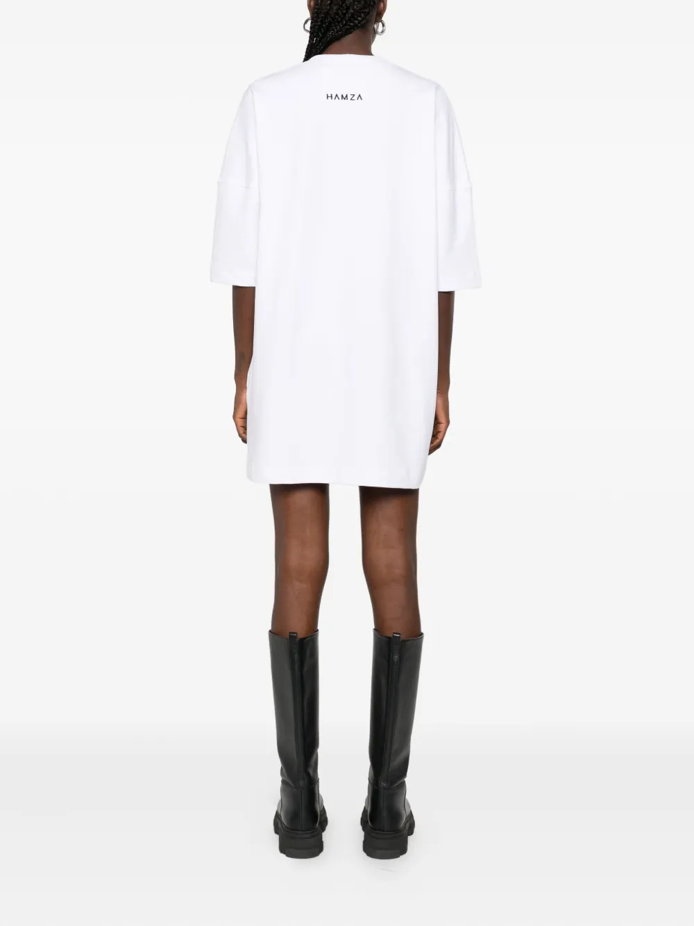 Hamza Corset Print Mini T-shirt Dress In White