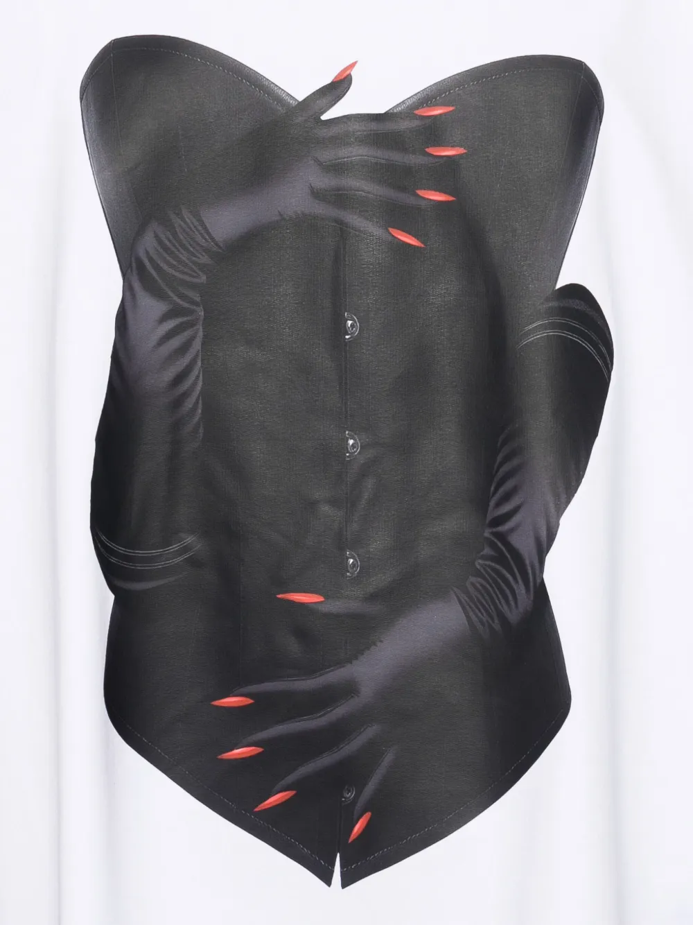 HAMZA Mini T-shirtjurk met korsetprint Wit