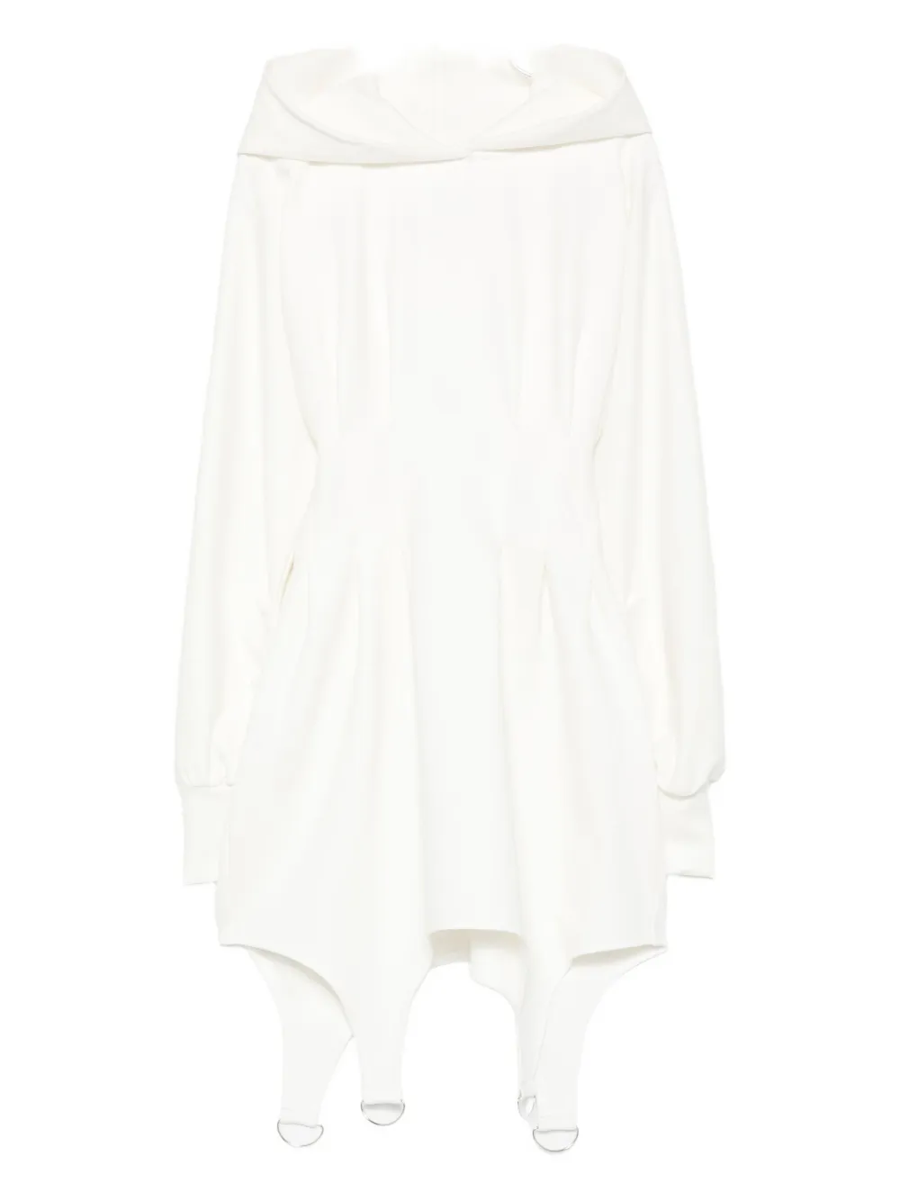 Hamza Hooded Waist-cinched Dress In White