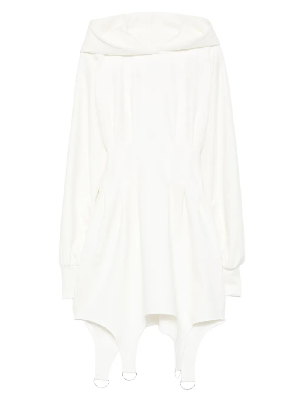 HAMZA hooded waist-cinched dress | White | Image 1