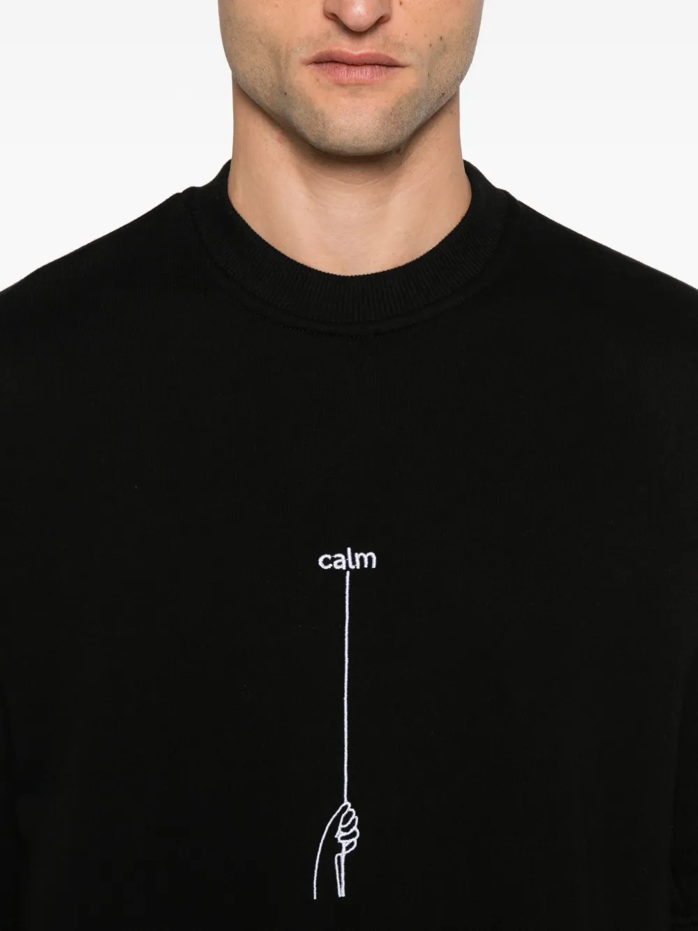 HAMZA Road embroidered cotton T-shirt - Zwart