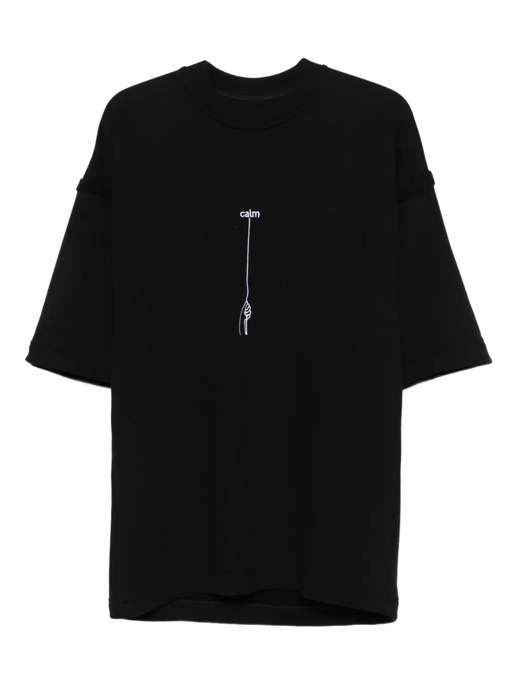 HAMZA Road embroidered cotton T-shirt | Black | Image 1