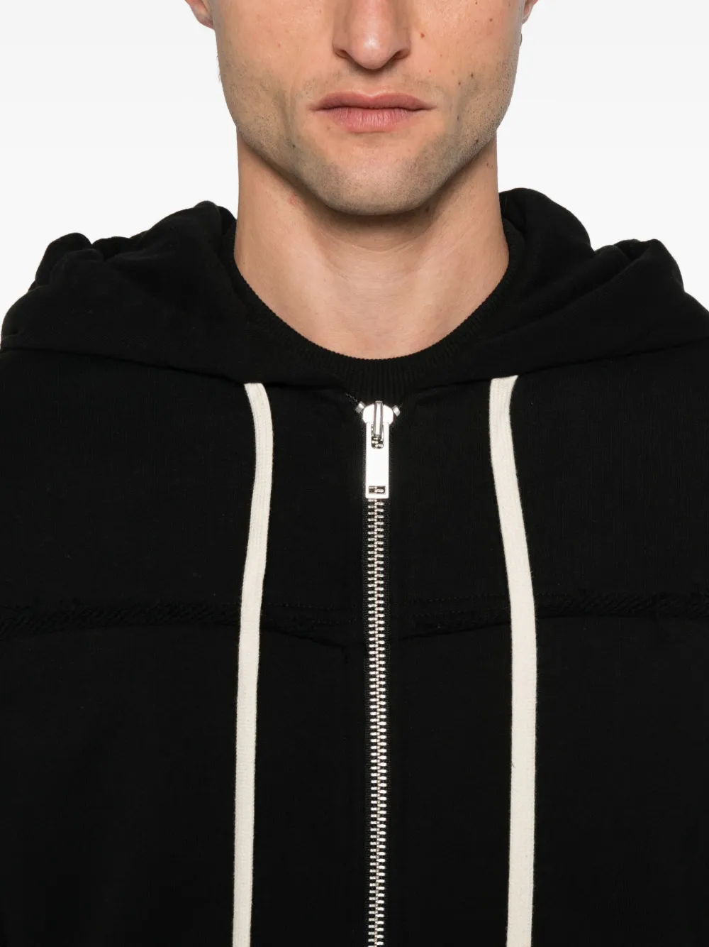 Hamza Frayed Zip-up Hoodie In Black