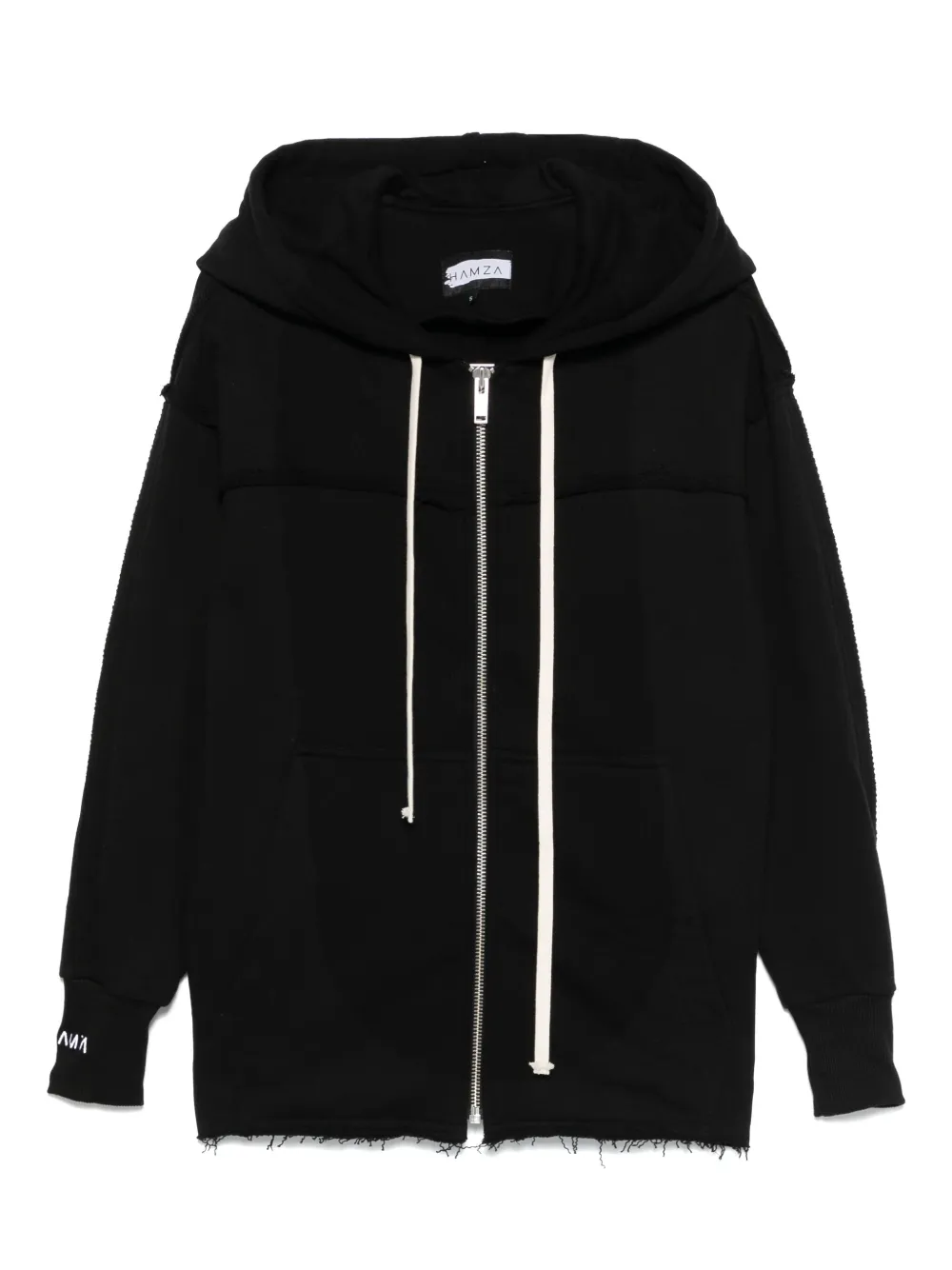 HAMZA frayed zip-up hoodie | Black | Image 1