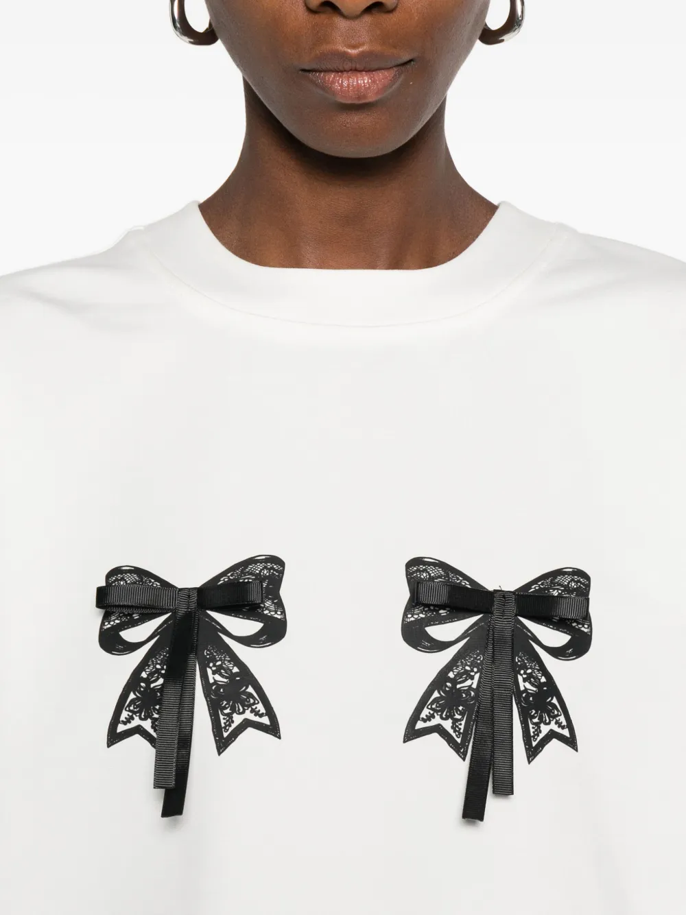 Hamza Luna Lace-bow T-shirt In White