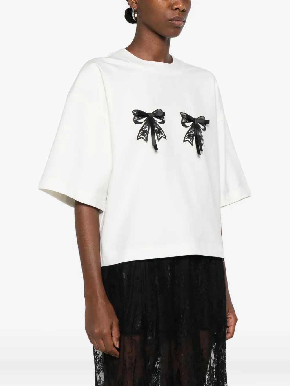 Hamza Luna Lace-bow T-shirt In White
