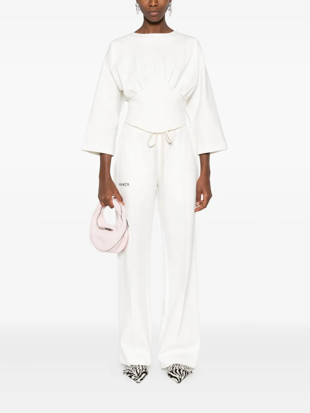 HAMZA drawstring-cuffed trousers - Wit