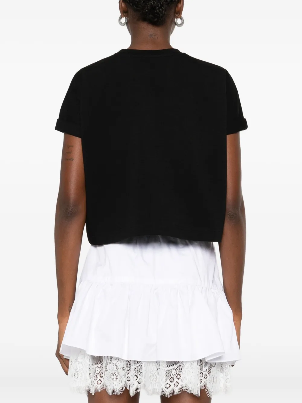 HAMZA T-shirt met geborduurd korset Zwart