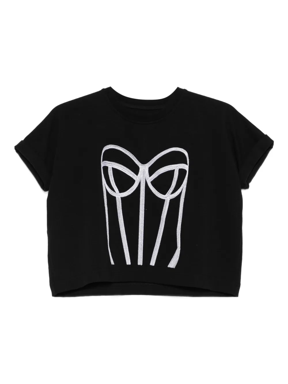 HAMZA T-shirt met geborduurd korset Zwart