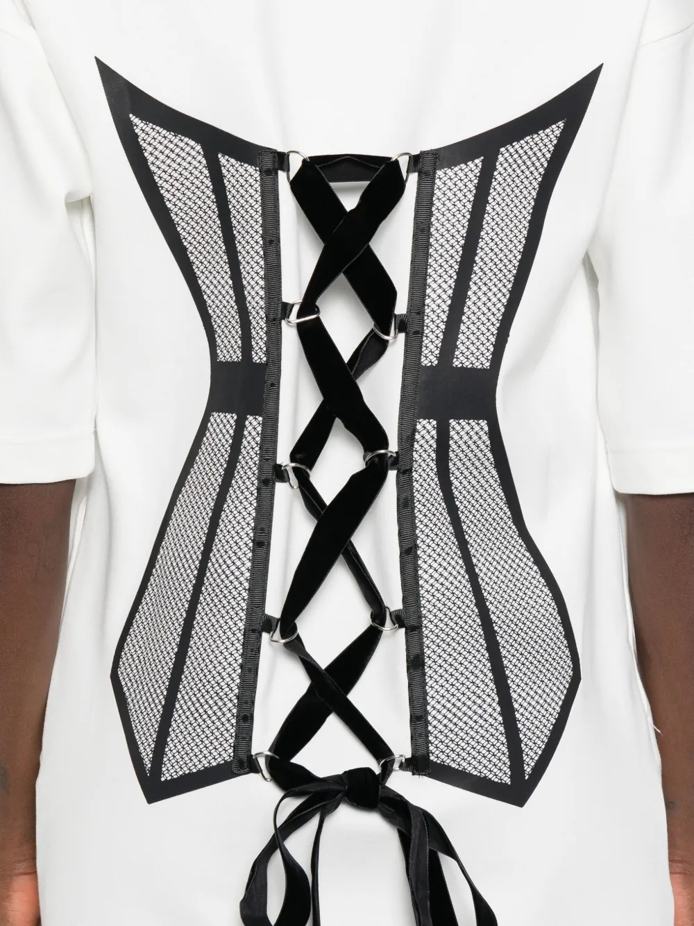 HAMZA T-shirtjurk met korsetprint Wit
