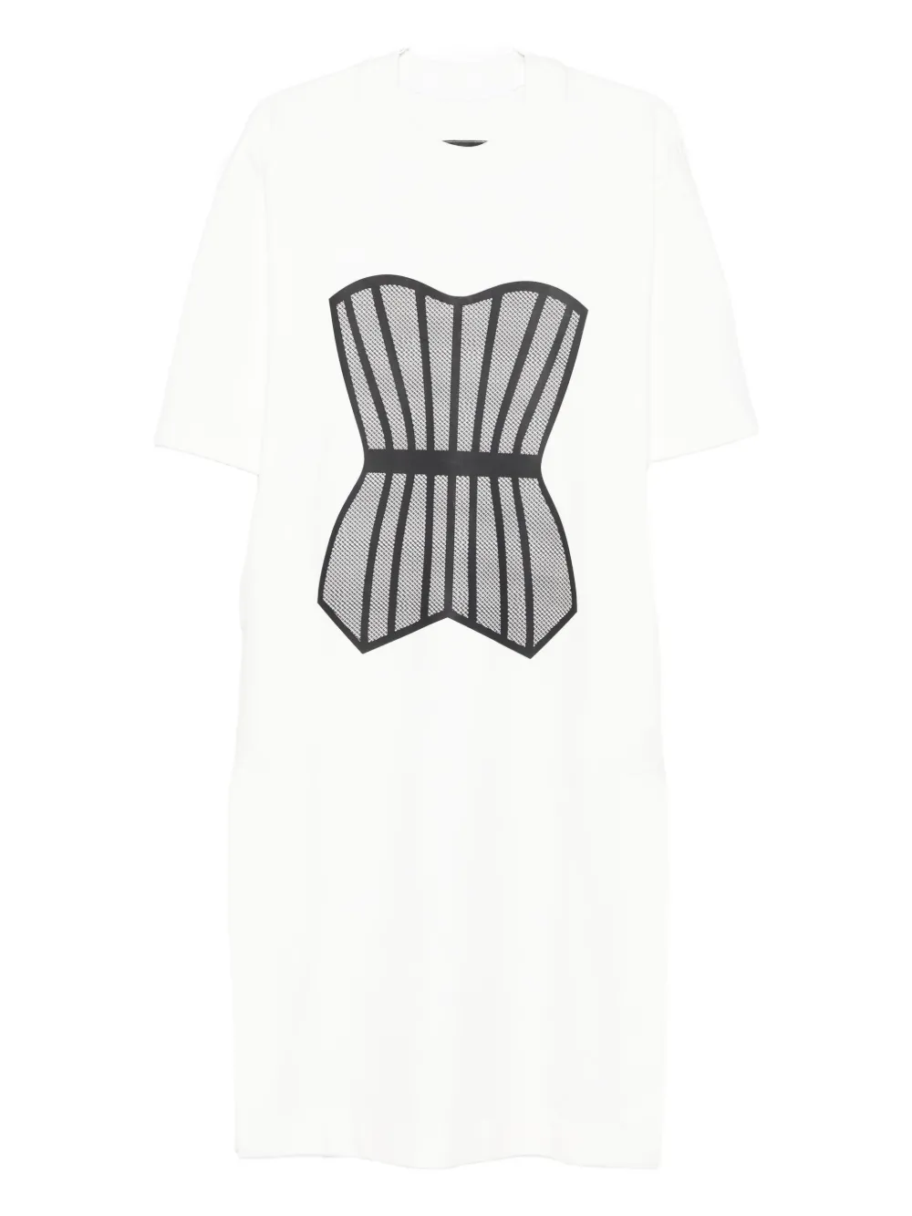 HAMZA corset-print T-shirt dress Wit