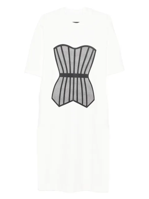 HAMZA corset-print T-shirt dress