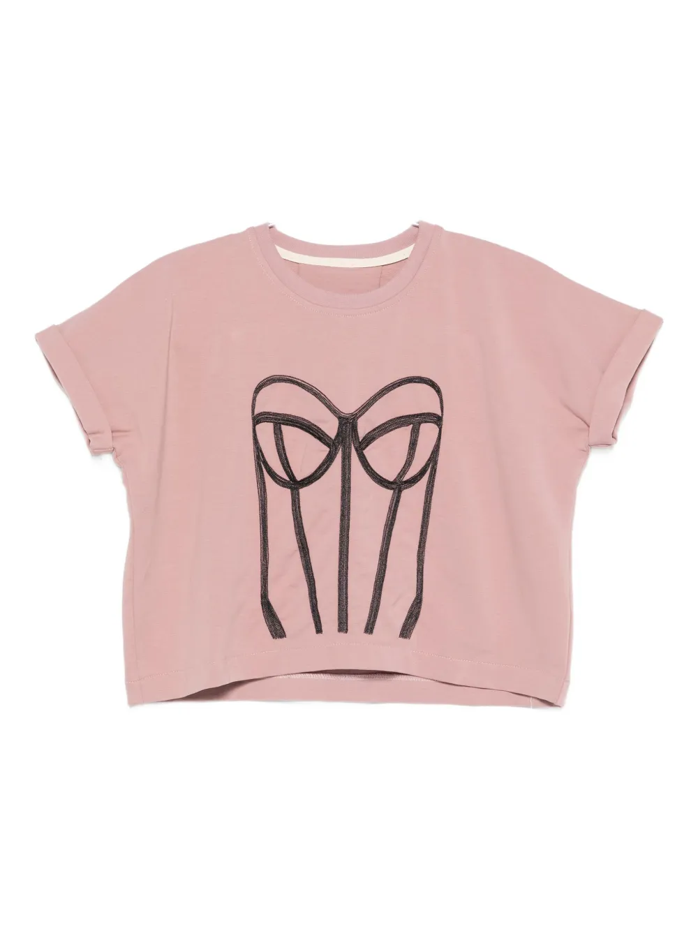 HAMZA corset-print T-shirt Roze