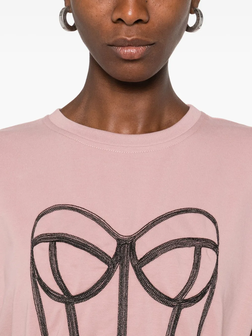 HAMZA corset-print T-shirt Roze