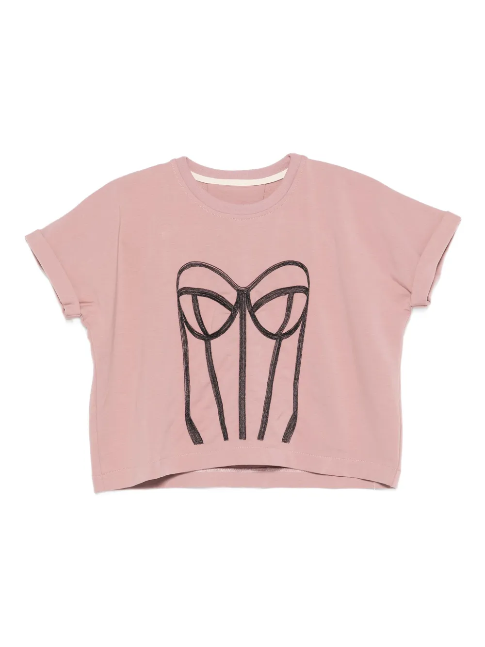 HAMZA T-shirt met korsetprint Roze