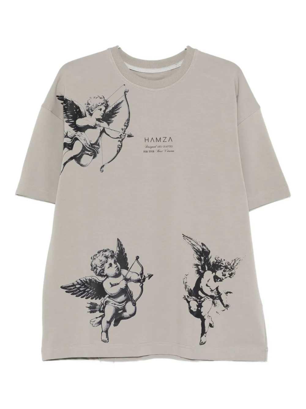 Hamza Celestial Cherub-print T-shirt In Gray