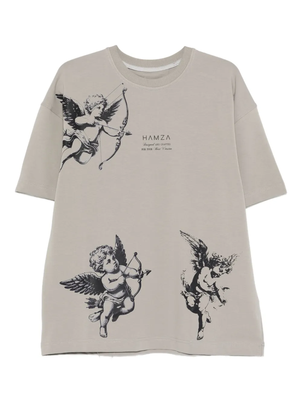 HAMZA Celestial cherub-print T-shirt | Grey | Image 1