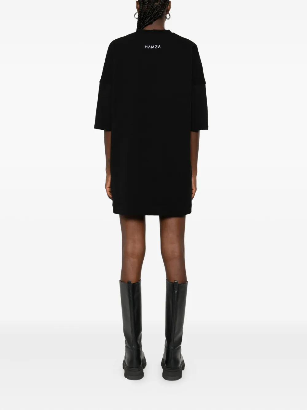 HAMZA Madona T-shirtjurk met print Zwart