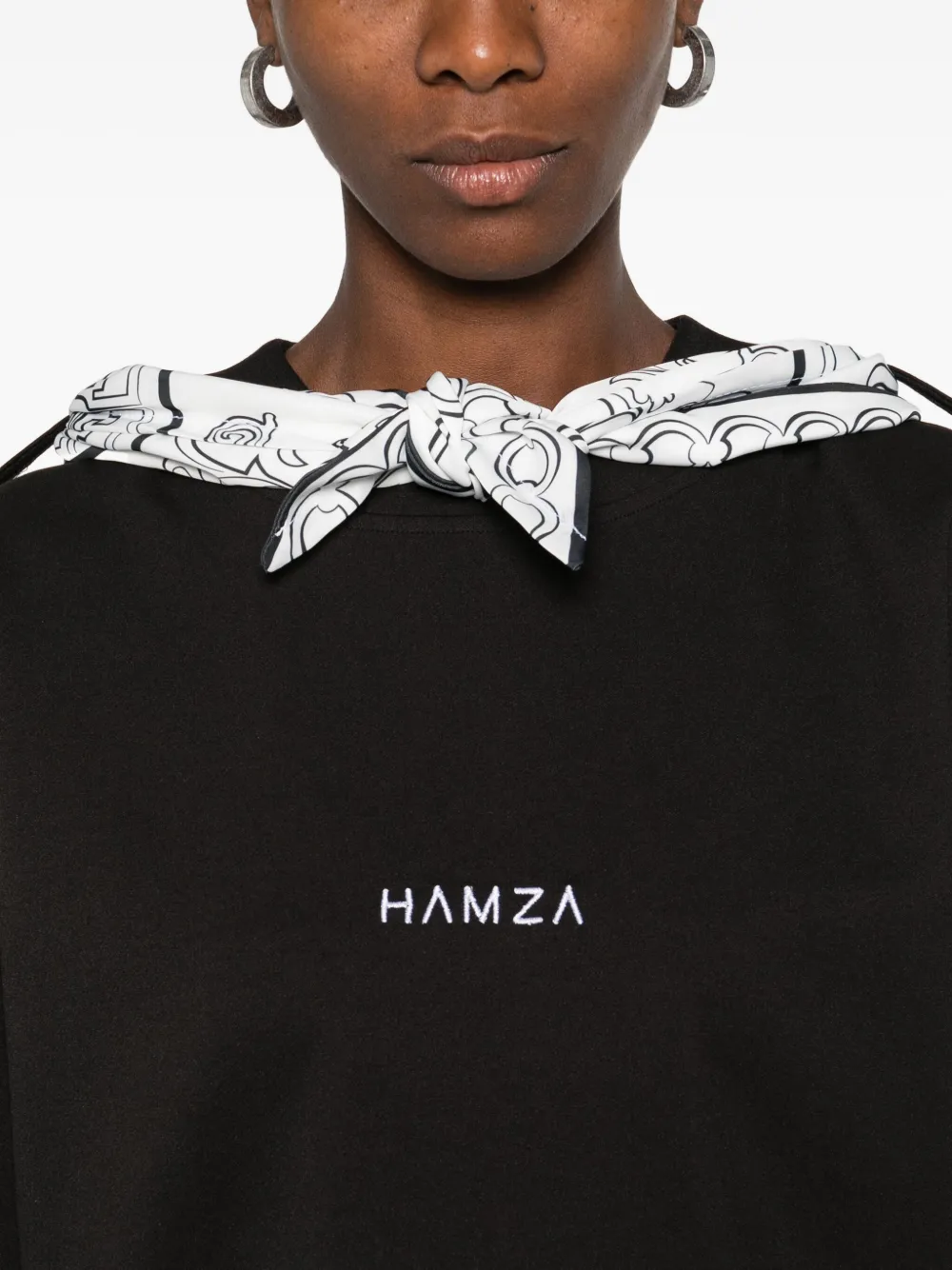 HAMZA T-shirt met patroon-detail en korte mouwen Zwart