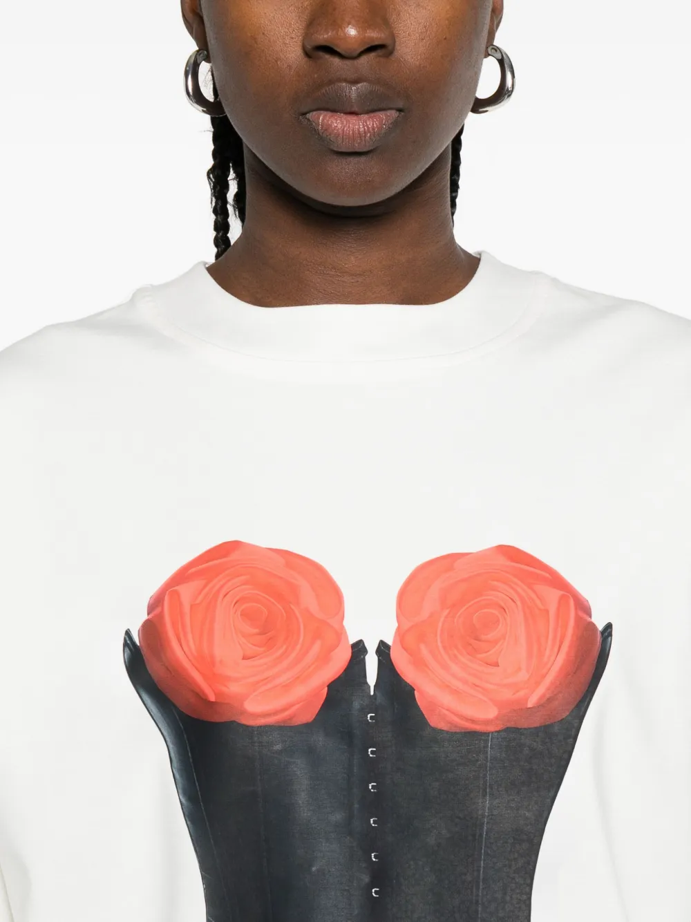 HAMZA T-shirt met korsetprint Wit