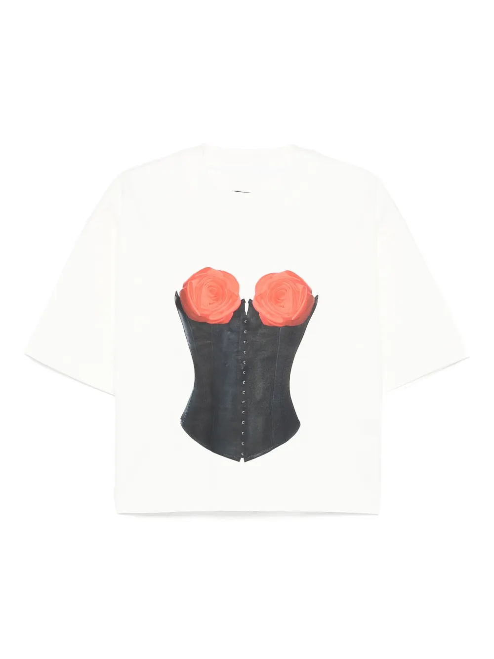 HAMZA T-shirt met korsetprint Wit
