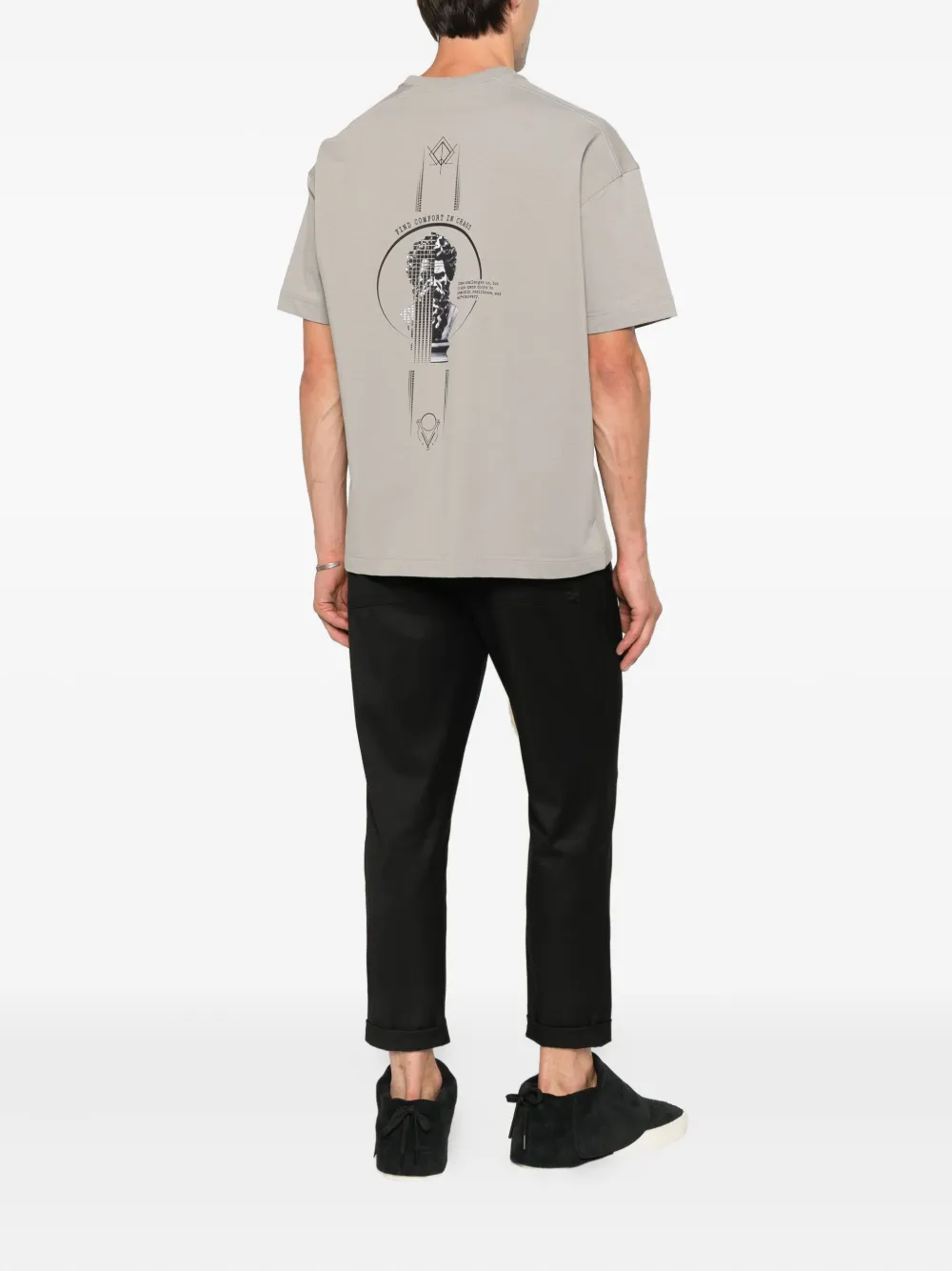 HAMZA linear-print T-shirt - Grijs