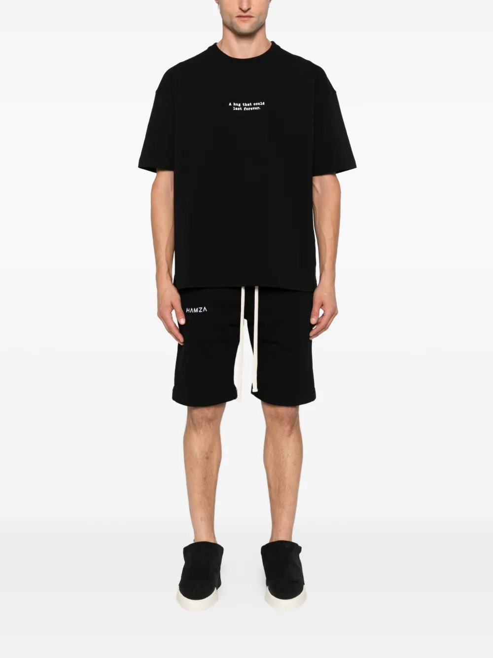 Hamza Embroidered-text T-shirt In Black