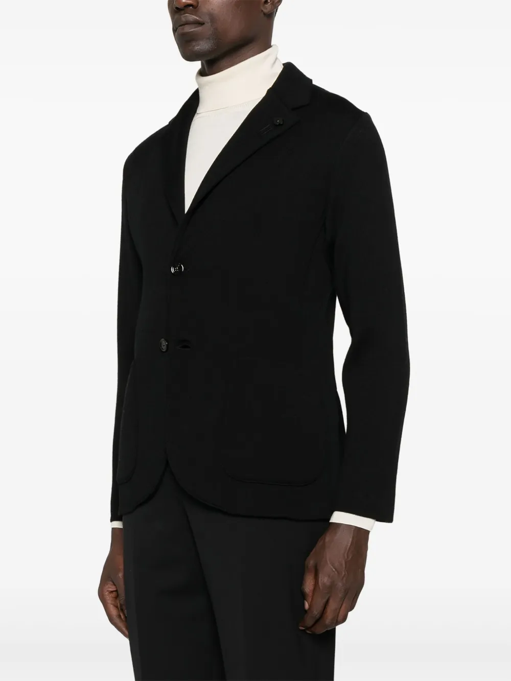 Lardini Wollen blazer met opgestikte zak Zwart