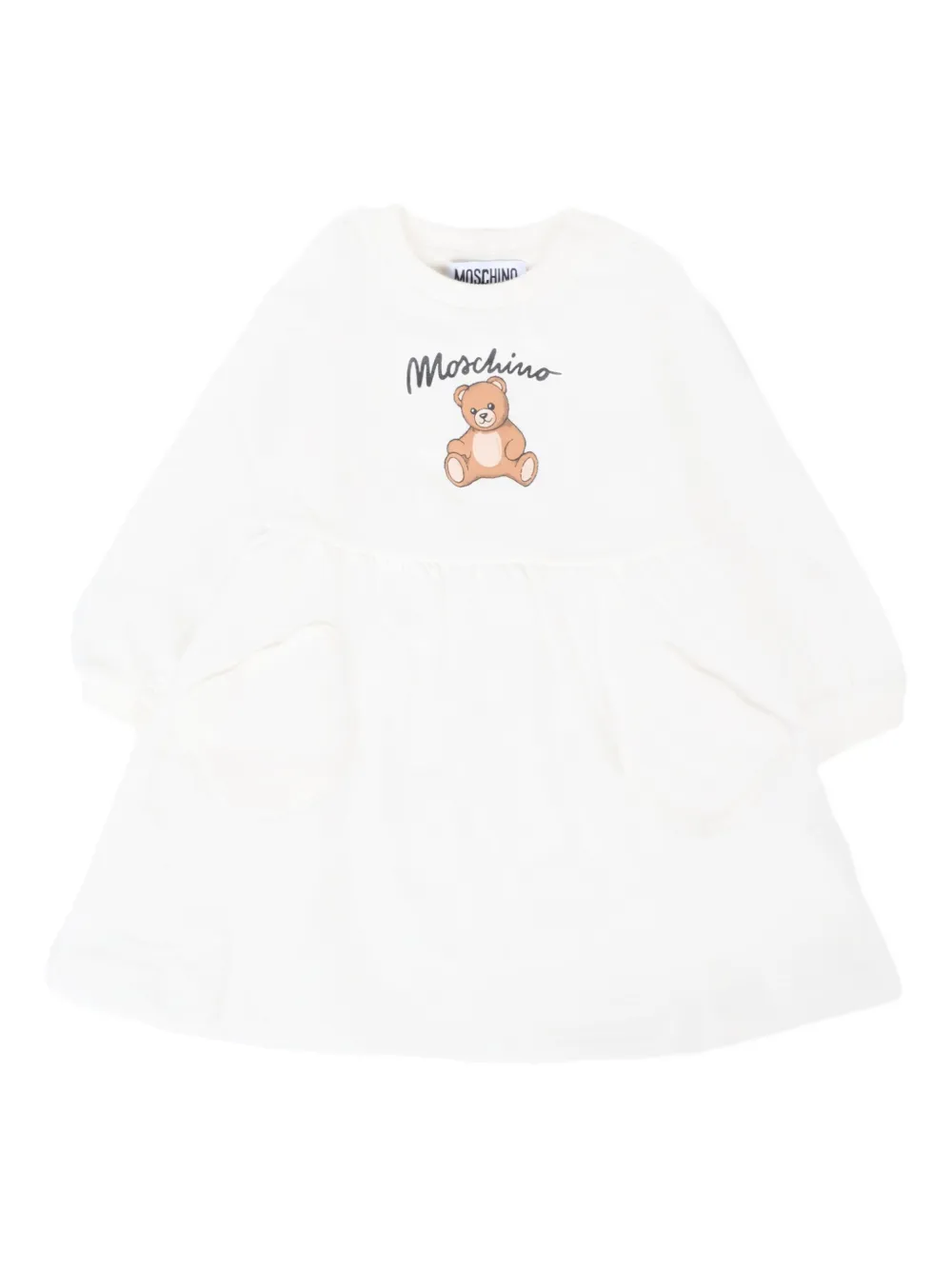 Moschino Kids teddy-print pocket dress AVORIO