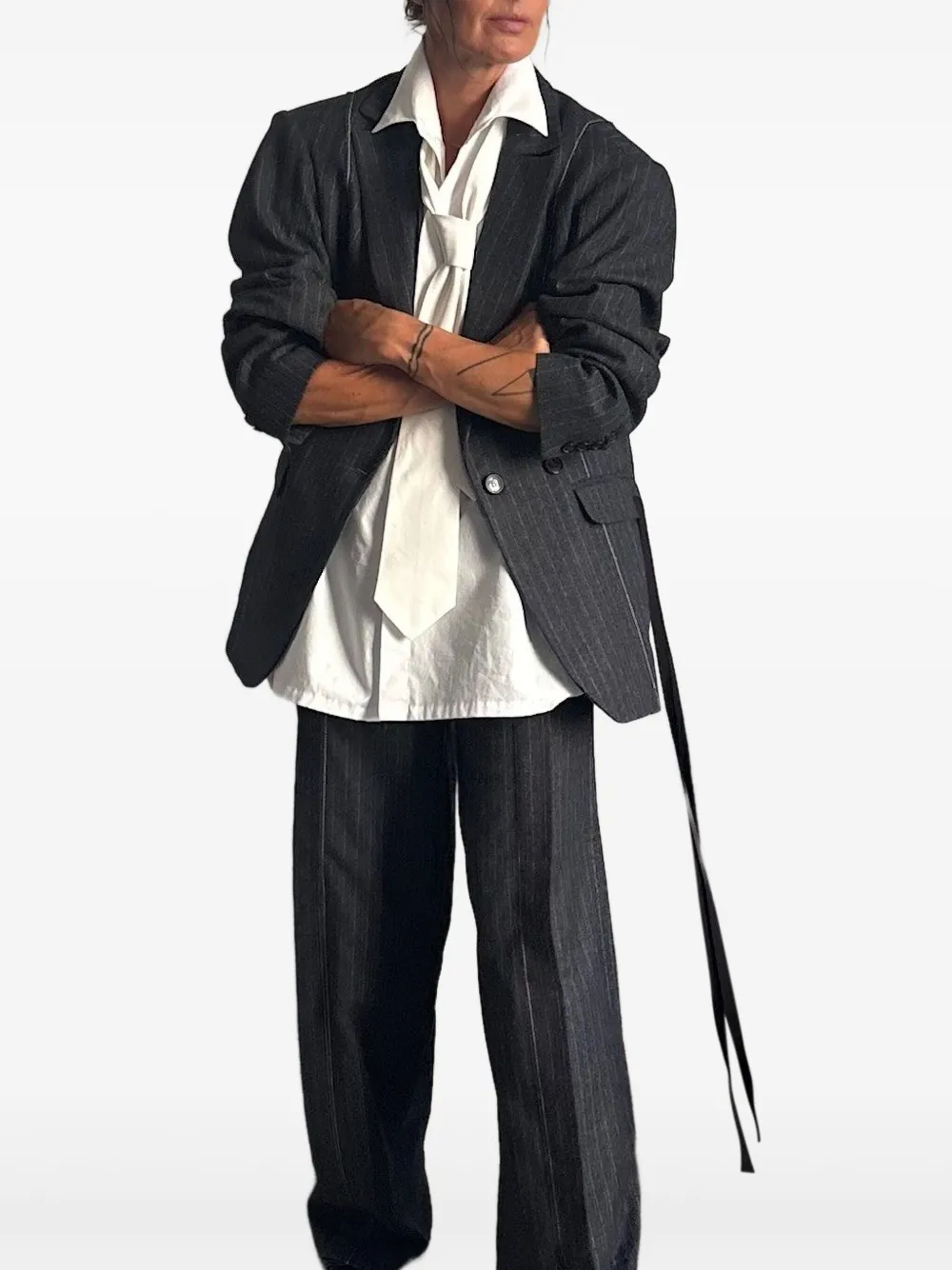 Isabel Benenato Doppelreihiges Sakko mit Nadelstreifen | Grau | Image 1