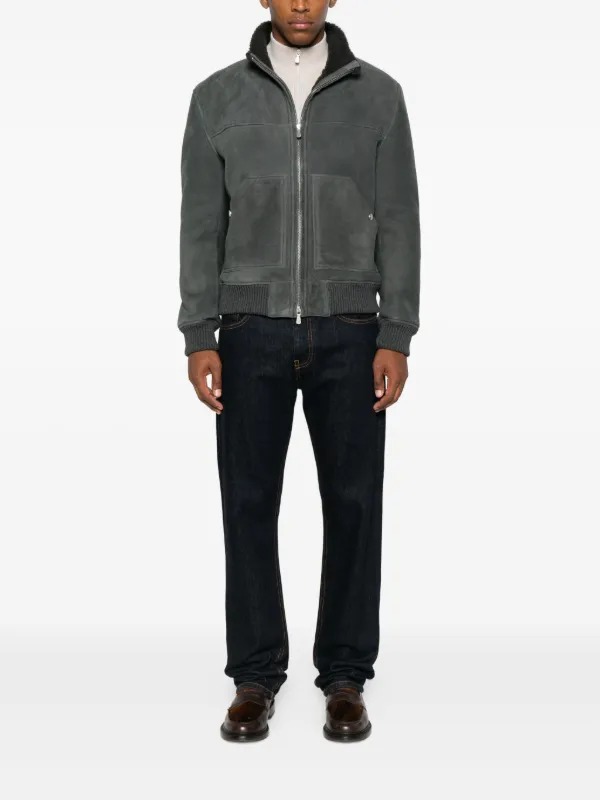 Eleventy zip-front Shearling Jacket | Grey | FARFETCH