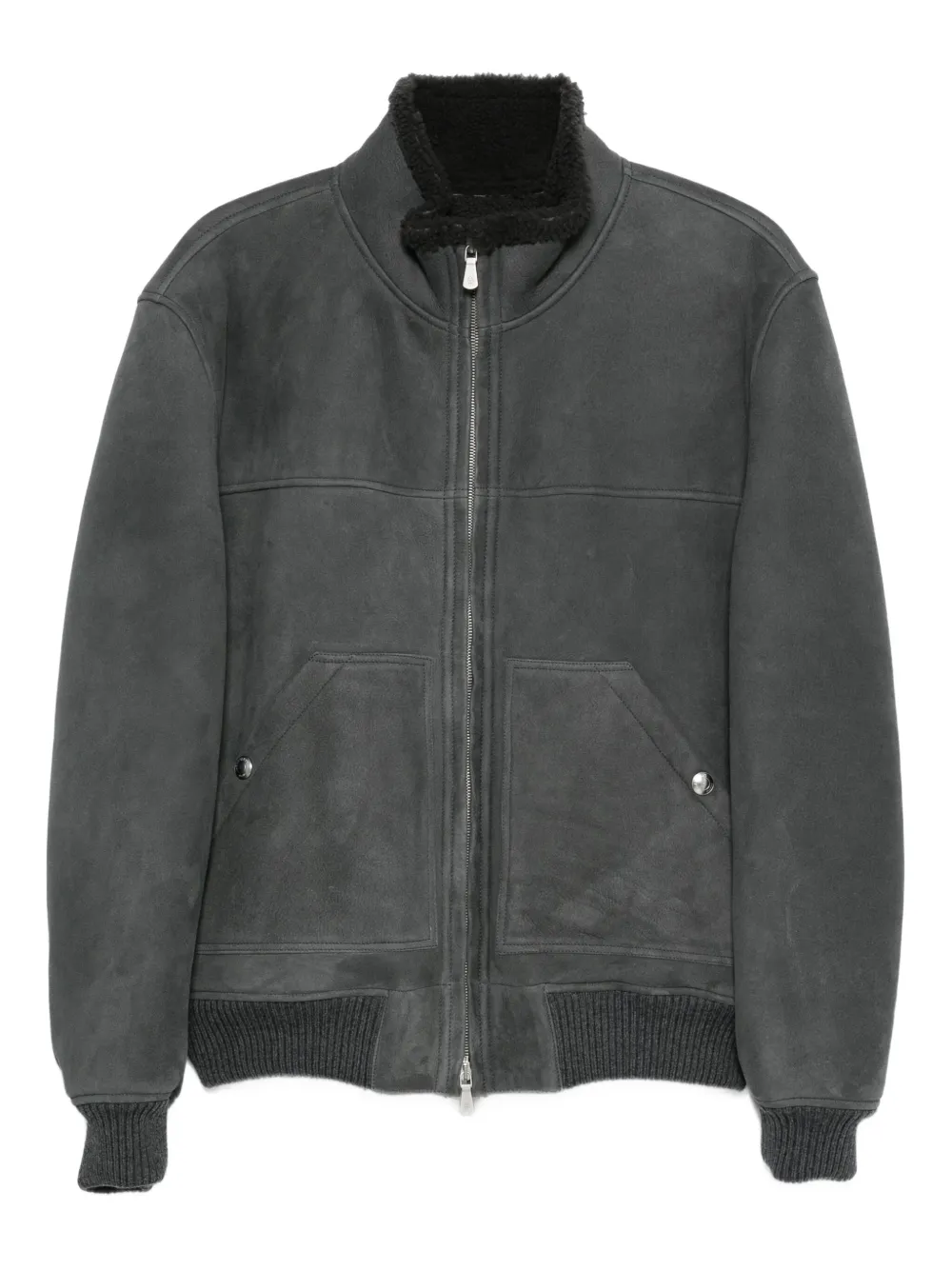 Eleventy zip-front shearling jacket | Grey | Image 1