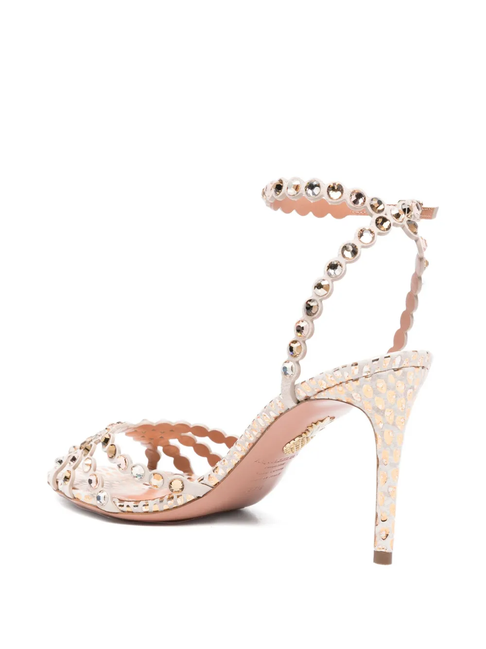 Aquazzura 90mm Tequila embellished scalloped-edge sandals Neutrals
