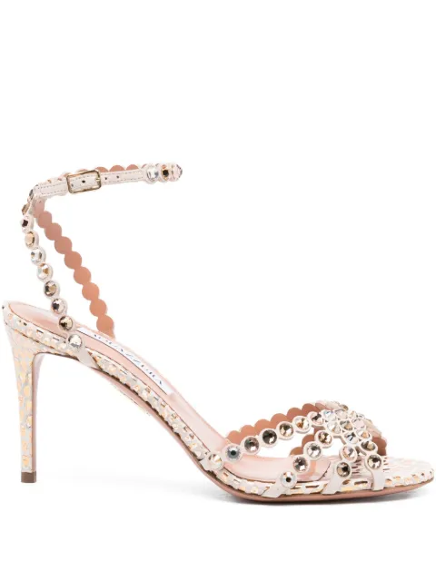 Aquazzura 90mm Tequila embellished scalloped-edge sandals