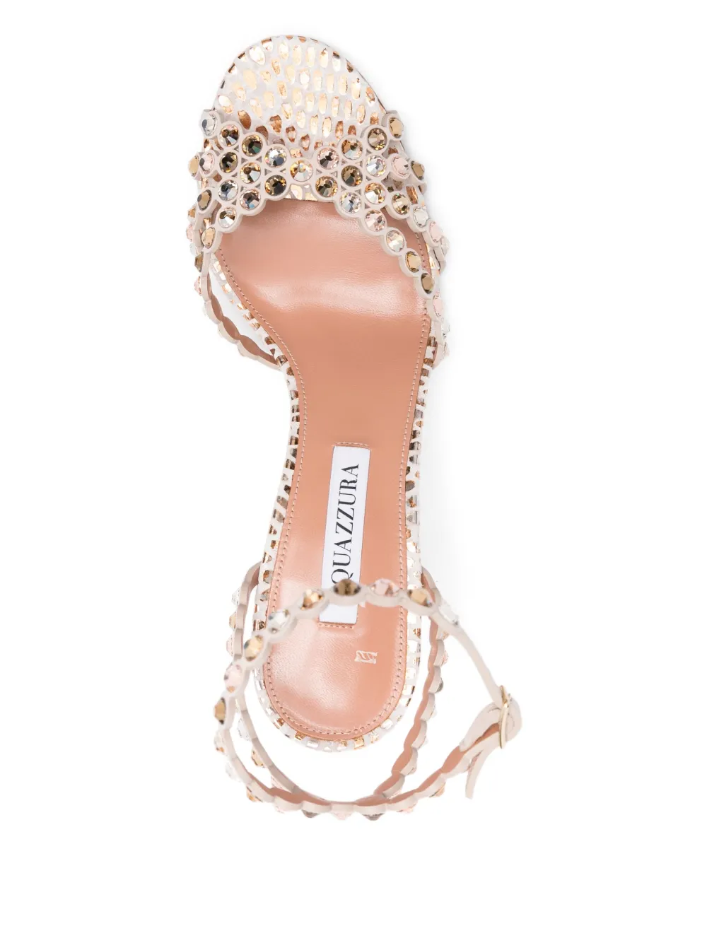 Aquazzura 90mm Tequila embellished scalloped-edge sandals Neutrals