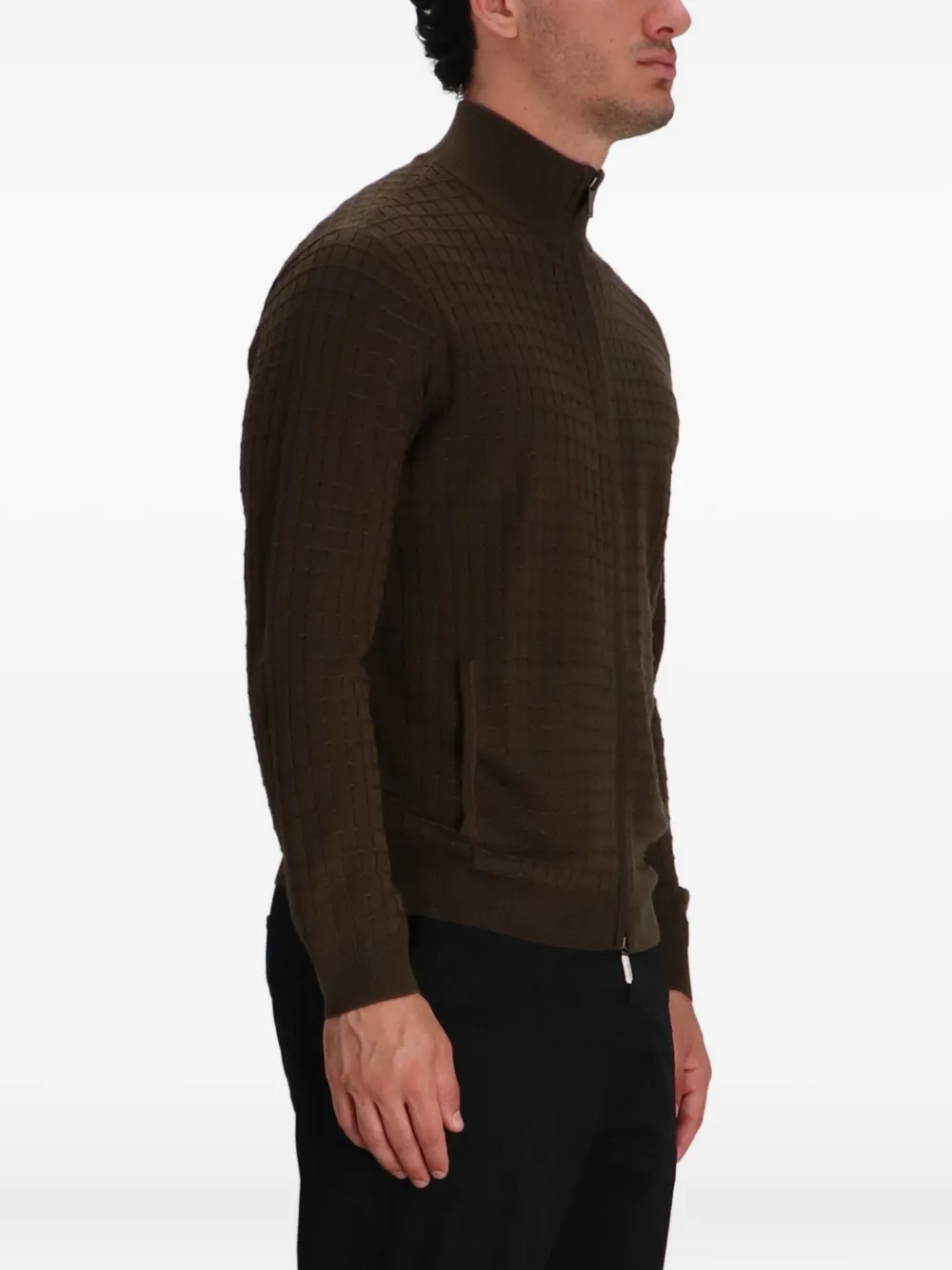Emporio Armani Vest met patroon en rits Bruin