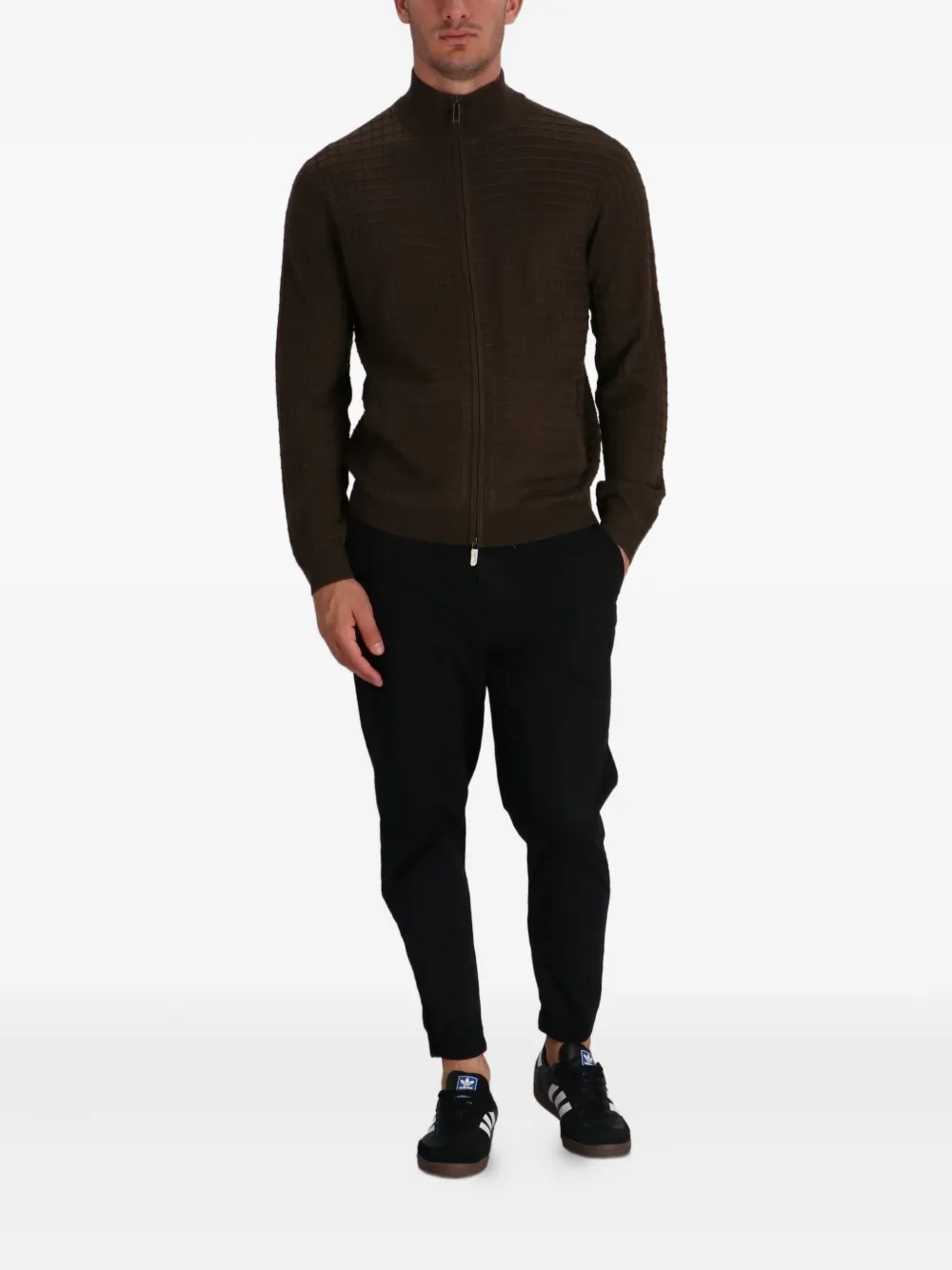 Emporio Armani Vest met patroon en rits Bruin